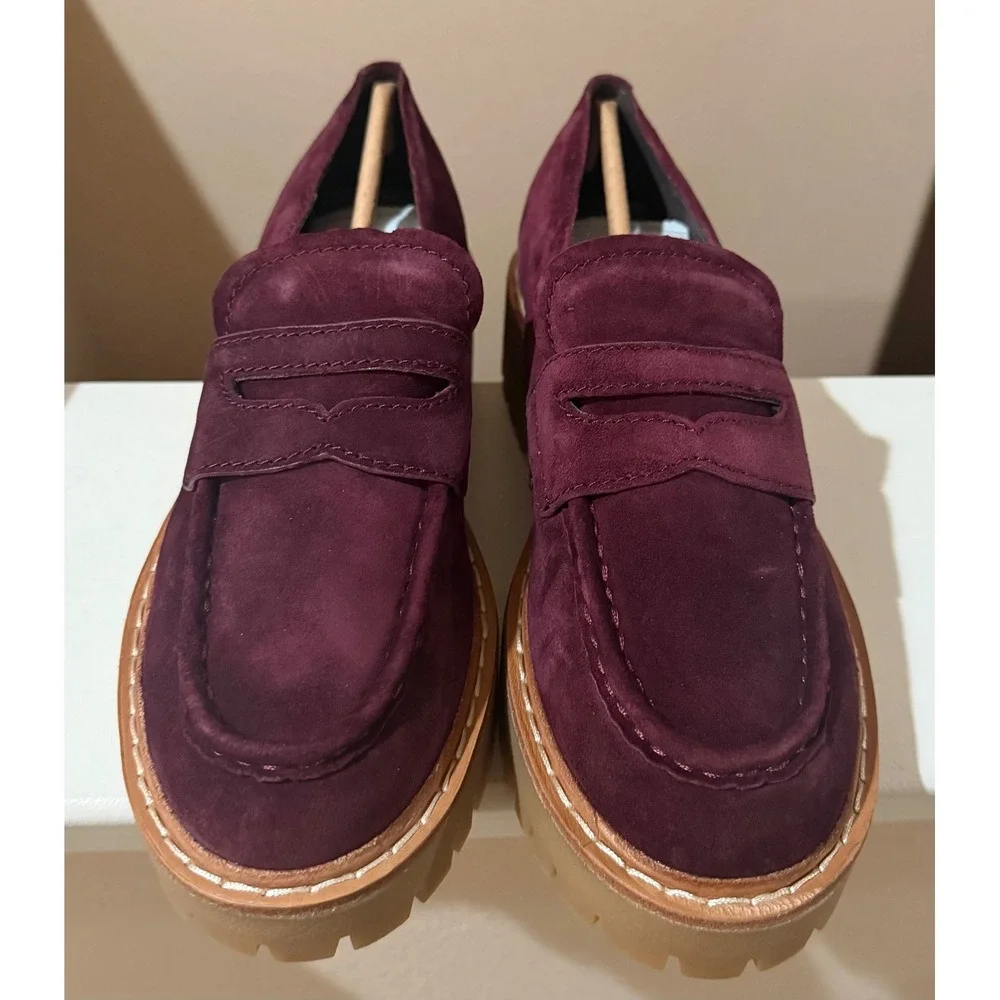 Marc Fisher LTD Norton Lug Sole NEW Loafer Burgundy Suede Preppy Women's 9